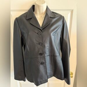 UNIFORM JOHN PAUL RICHARD Black LEATHER JACKET WOMENS SIZE 6